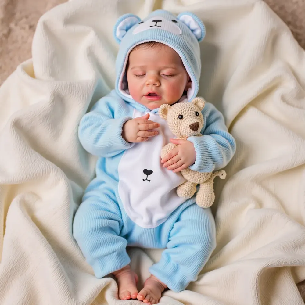 17" Real Lifelike Sleeping Boy Reborn Soft Silicone Vinyl Baby Doll Dassiy, photograph 6