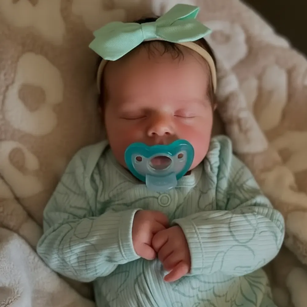 17" Real Lifelike Sleeping Girl Reborn Soft Silicone Vinyl Baby Doll Enkira, photograph 3