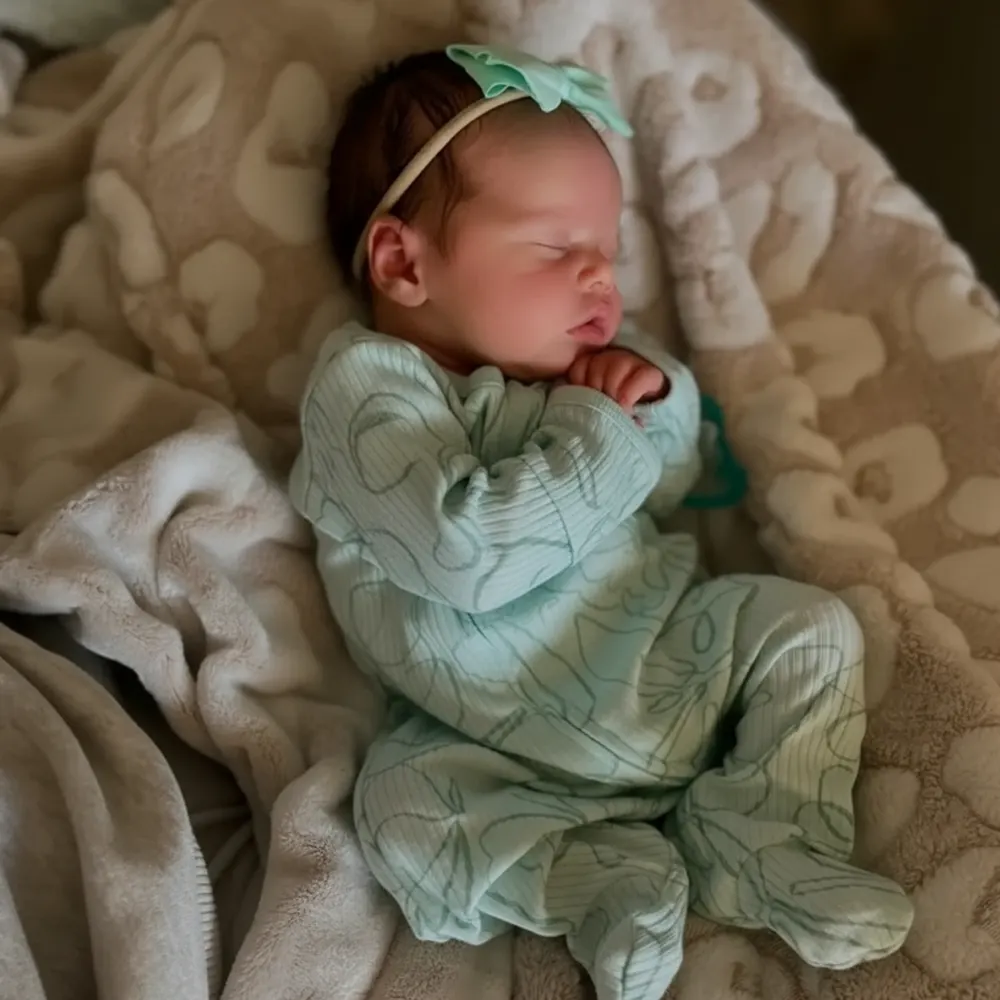 17" Real Lifelike Sleeping Girl Reborn Soft Silicone Vinyl Baby Doll Enkira, photograph 5