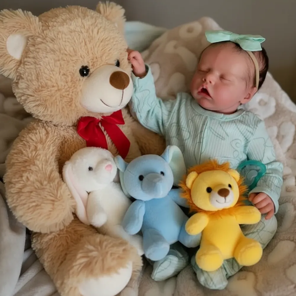 17" Real Lifelike Sleeping Girl Reborn Soft Silicone Vinyl Baby Doll Enkira, photograph 6