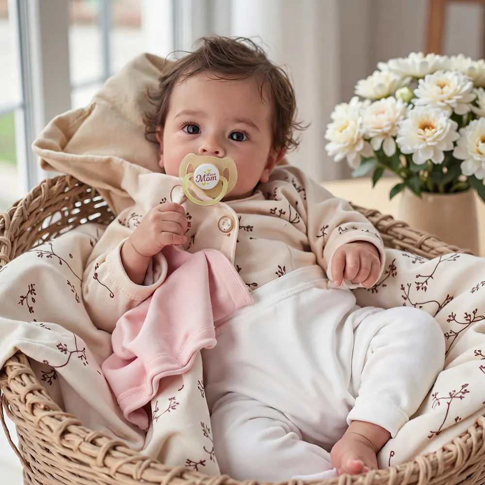 18" Cloth Body Reborn Baby Newborn Girl Doll Named Sinsda with Brown Hair, photograph 4