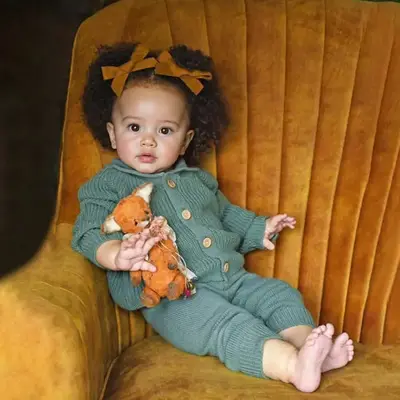 20" Lifelike African American Handmade Brown Eyes Reborn Cloth Body Girl Doll Swende
