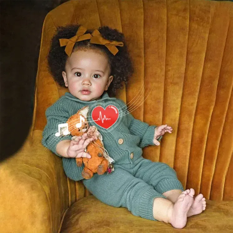 20" Lifelike African American Handmade Brown Eyes Reborn Cloth Body Girl Doll Swende, photograph 2