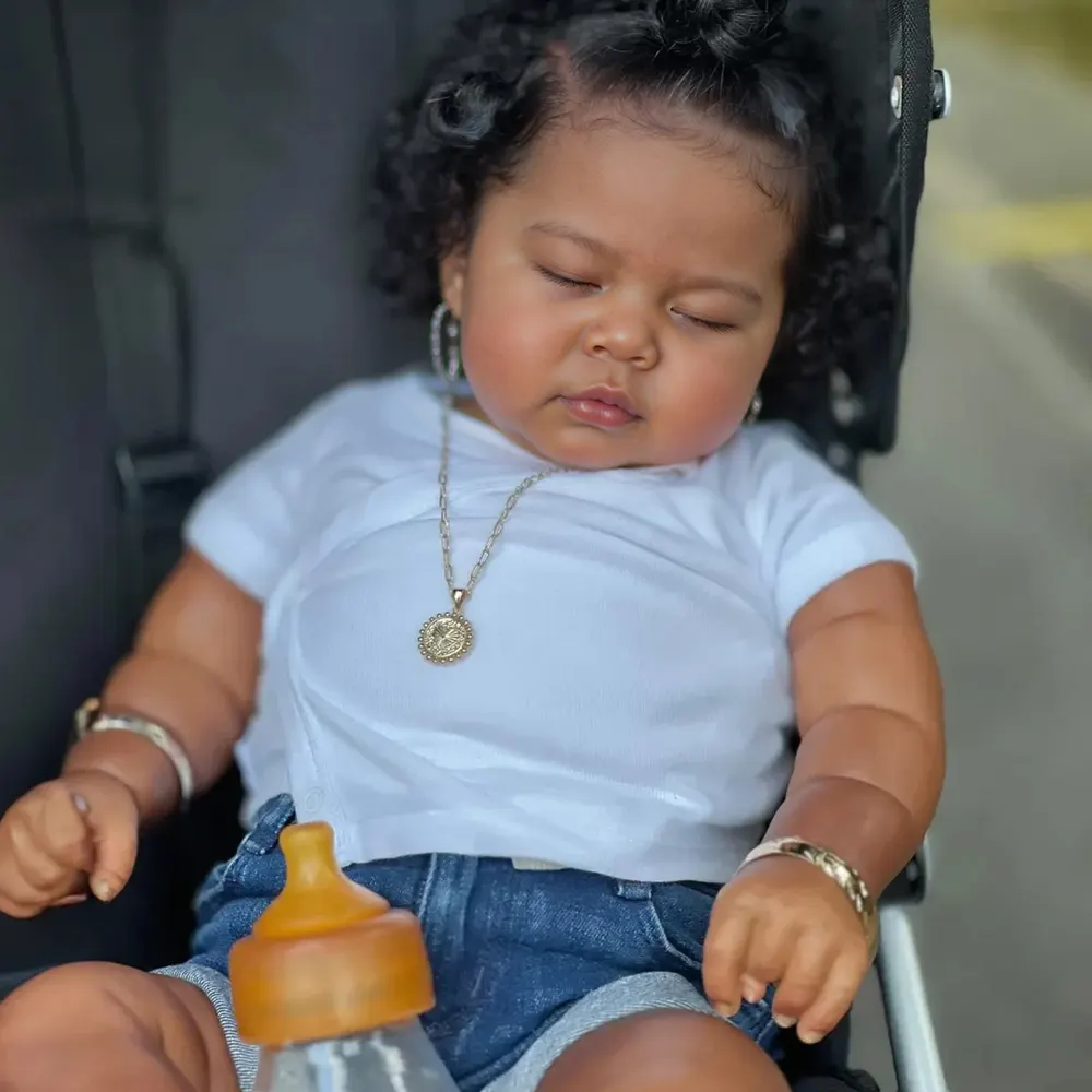 20" Lifelike African American Handmade Sleeping Reborn Girl Doll Named Vttina