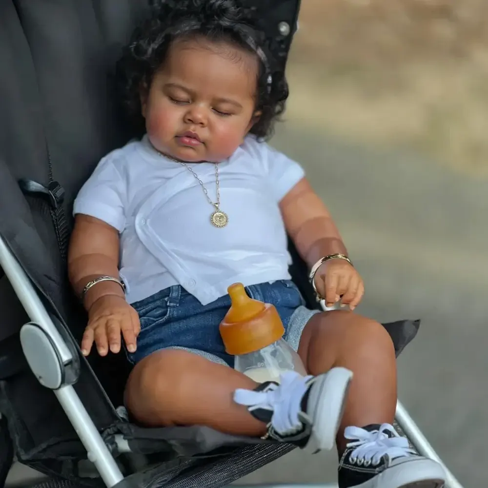 20" Lifelike African American Handmade Sleeping Reborn Girl Doll Named Vttina, photograph 2