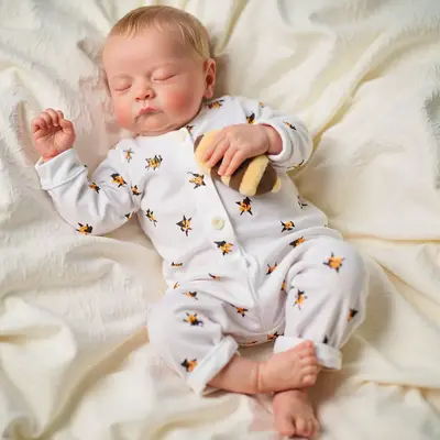 20" Newborn Lifelike Sleeping Baby Blonde Hair Doll Boy Named Kesinz