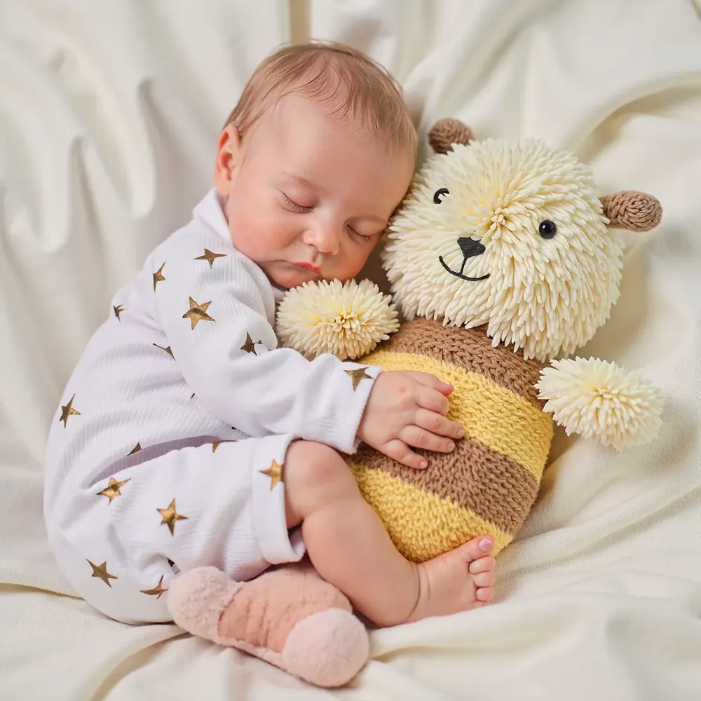 20" Newborn Lifelike Sleeping Baby Blonde Hair Doll Boy Named Kesinz, photograph 6