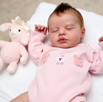 20" Real Lifelike Reborn Newborn Silicone Baby Sleeping Girl Bsauna with Brown Hair