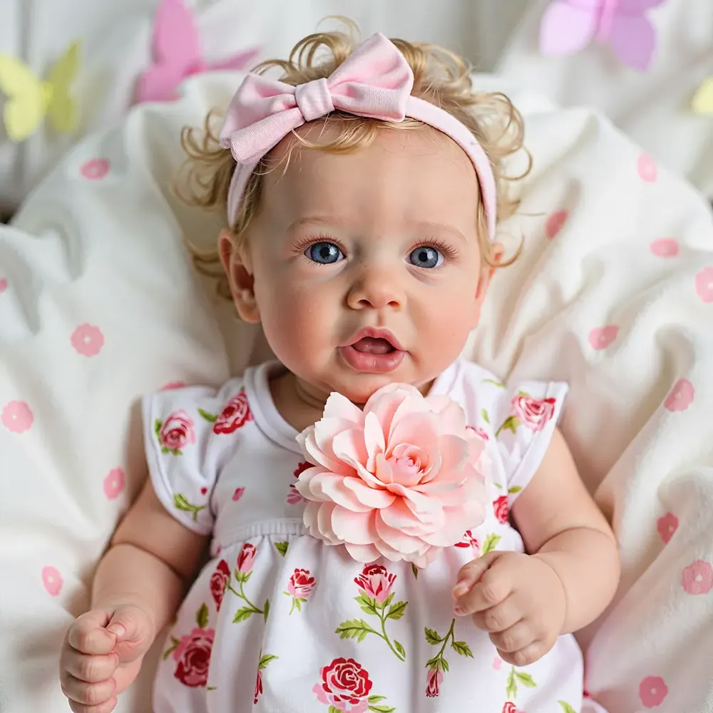 20" Reborn Blinking Eyes Toddler Baby Doll Girl Cuina with Blonde Hair, photograph 2