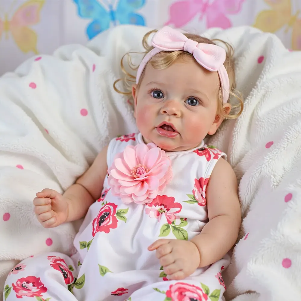 20" Reborn Blinking Eyes Toddler Baby Doll Girl Cuina with Blonde Hair, photograph 3