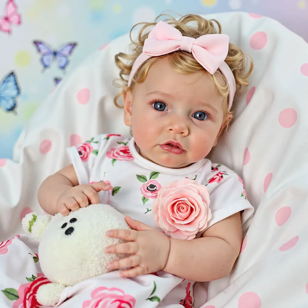 20" Reborn Blinking Eyes Toddler Baby Doll Girl Cuina with Blonde Hair, photograph 4
