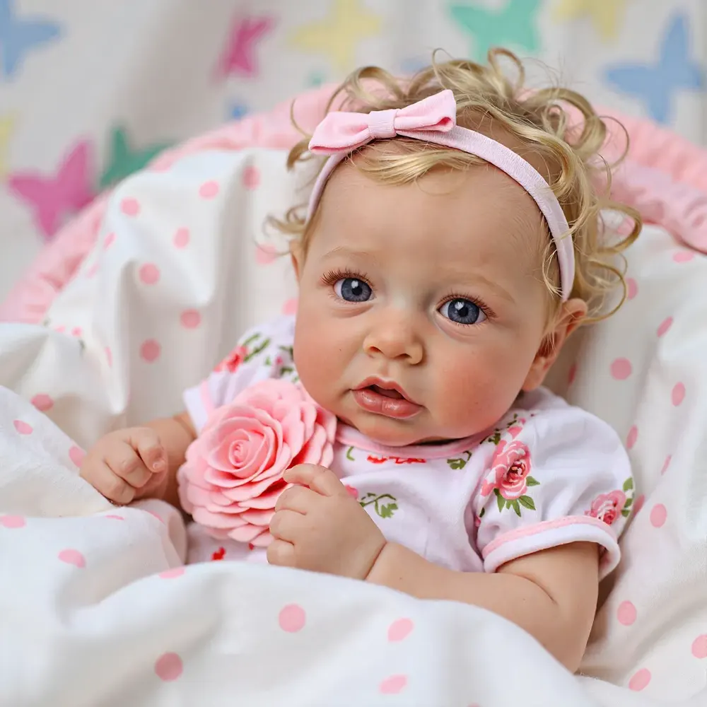 20" Reborn Blinking Eyes Toddler Baby Doll Girl Cuina with Blonde Hair, photograph 5