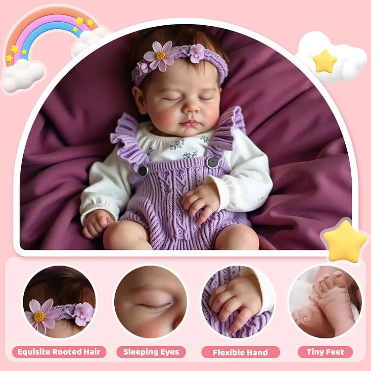 20" Silicone Vinyl Body Reborn Girl Doll Named Dazin with Brown Hair, photograph 2