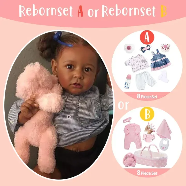 20" African American Kelly Black Toddler Silicone Reborn Baby Doll Girl, photograph 4