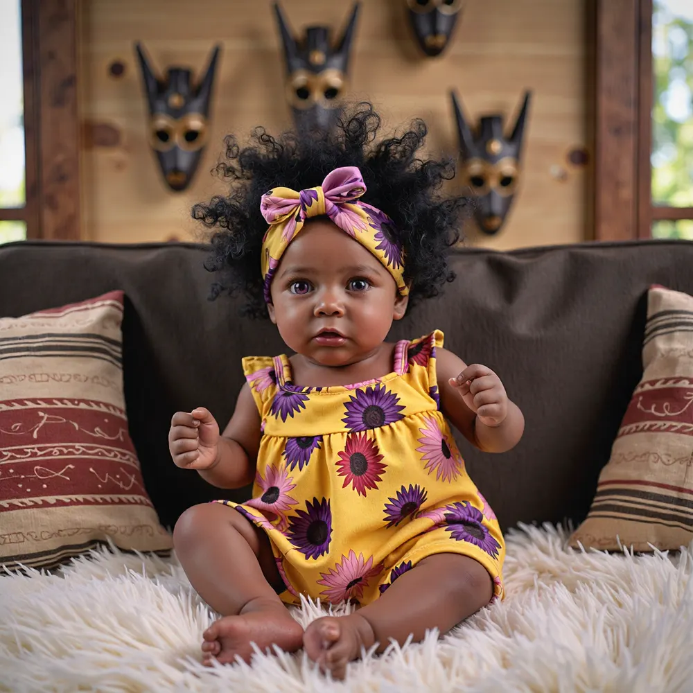 20" African American Realistic Reborn Baby Black Girl Doll Zoinse