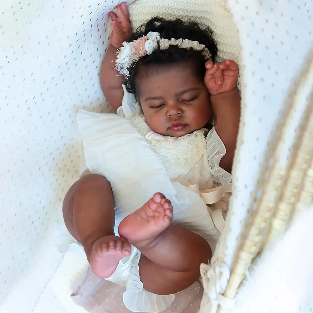 20" Super Lovely African American Cloth Body Reborn Baby Girl Doll Named Yersser, photograph 2
