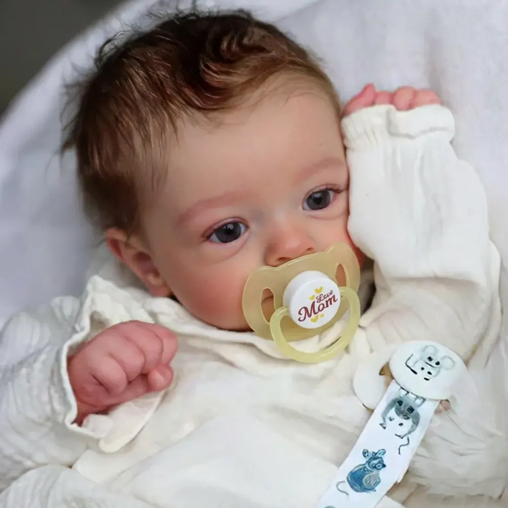 18" Cloth Body Reborn Baby Newborn Girl Awake Doll Named Bunny With Blue Eyes, photograph 4