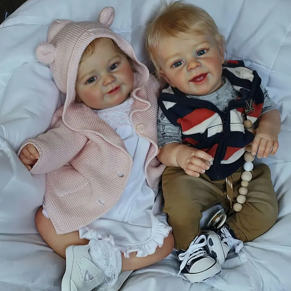 20" Super Lovely Lifelike Handmade Cloth Smile Reborn Toddler Baby Twins Boys