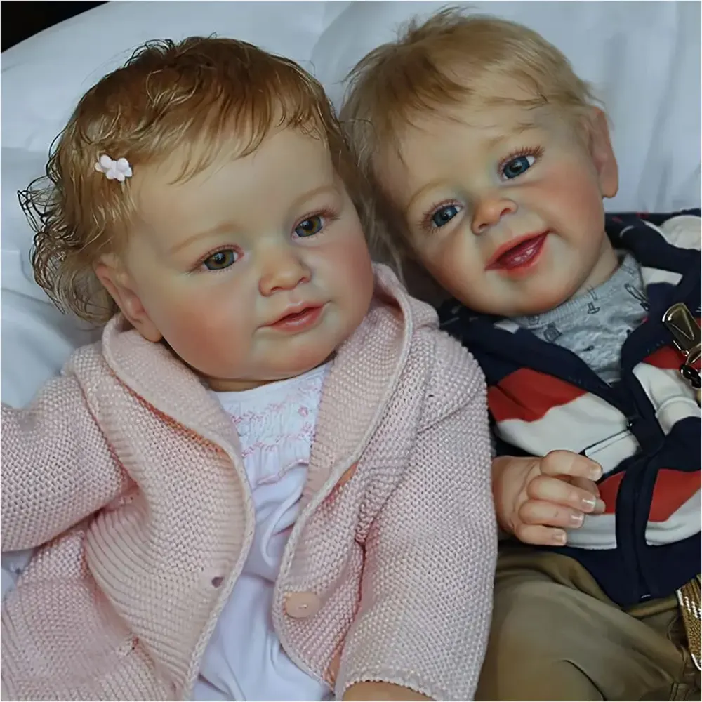 20" Super Lovely Lifelike Handmade Cloth Smile Reborn Toddler Baby Twins Boys, photograph 2