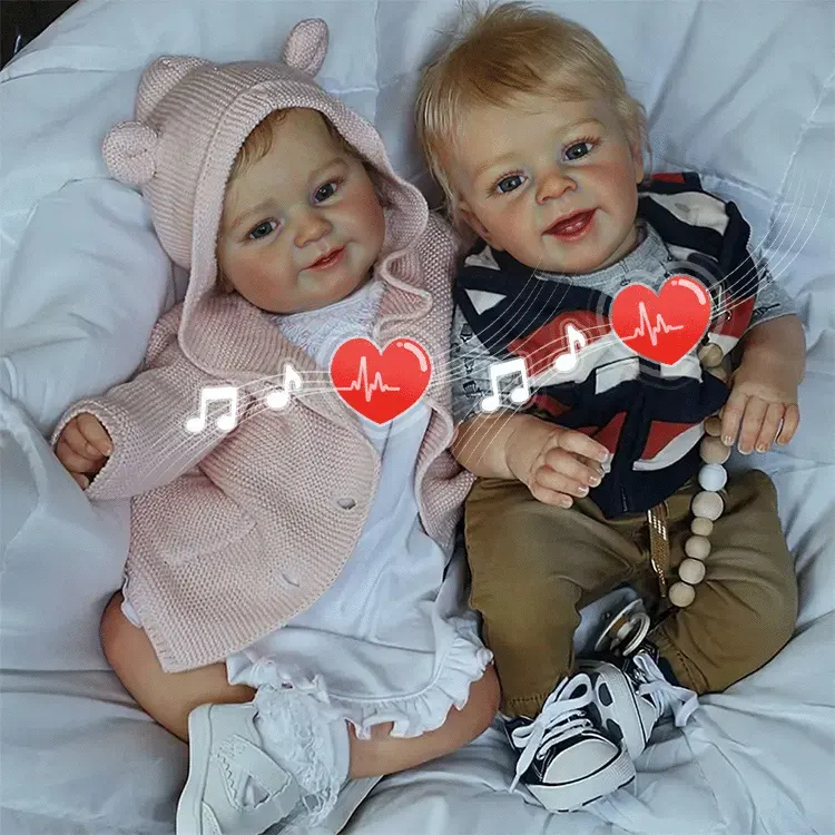 20" Super Lovely Lifelike Handmade Cloth Smile Reborn Toddler Baby Twins Boys, photograph 3