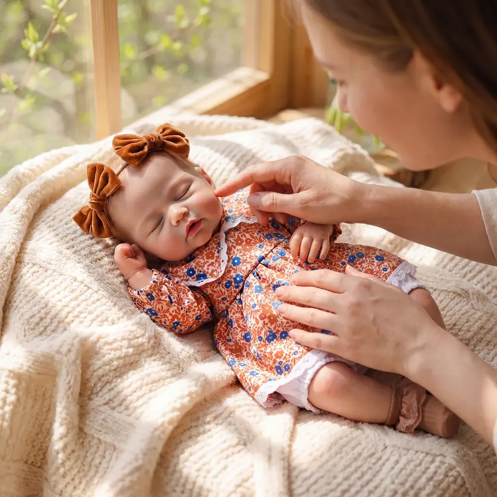 12"/16" Full Body Silicone Reborn Baby Named Lennon with Closed Eyes for Collectors, photograph 6