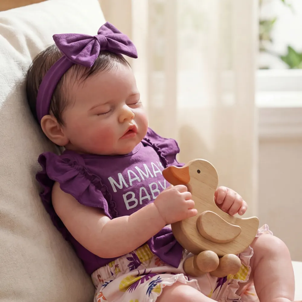Newborn Reborn Baby Girl with Realistic Baby Sound, 17" Dolls with Rooted Brown Hair, photograph 2