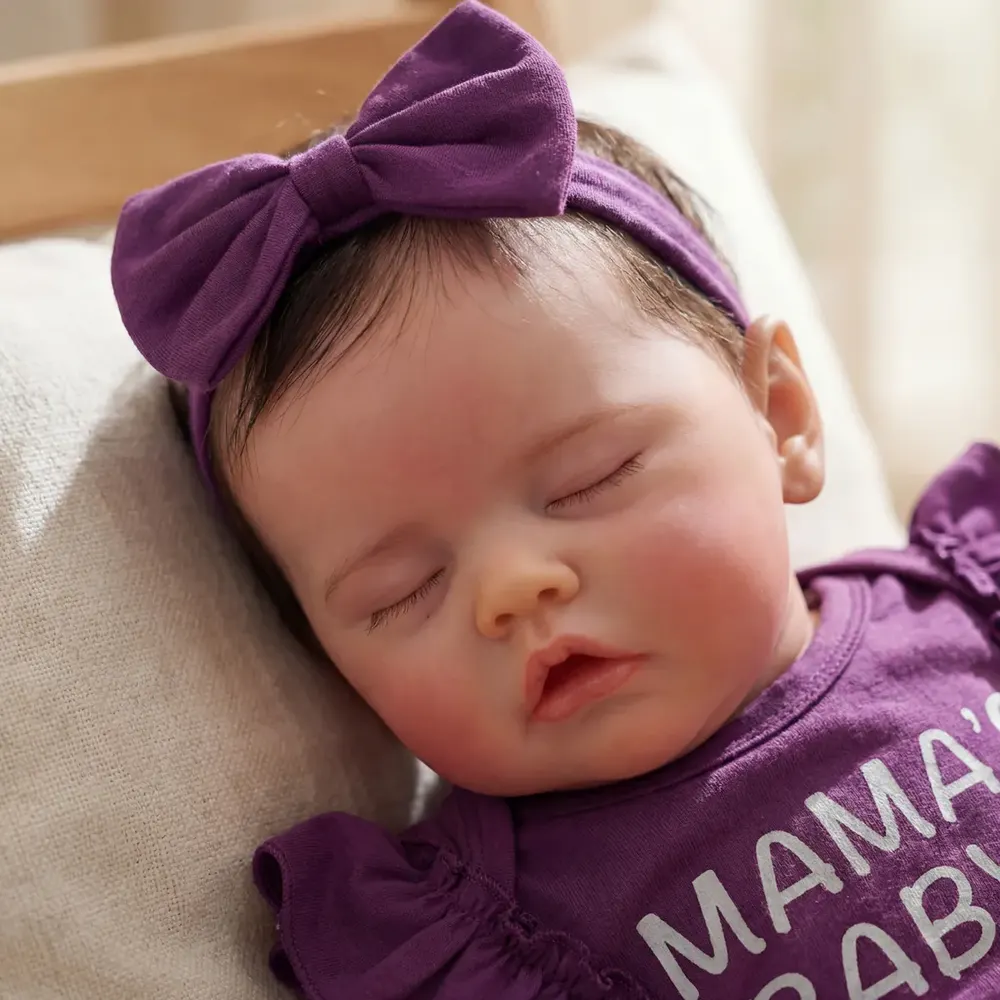 Newborn Reborn Baby Girl with Realistic Baby Sound, 17" Dolls with Rooted Brown Hair, photograph 3