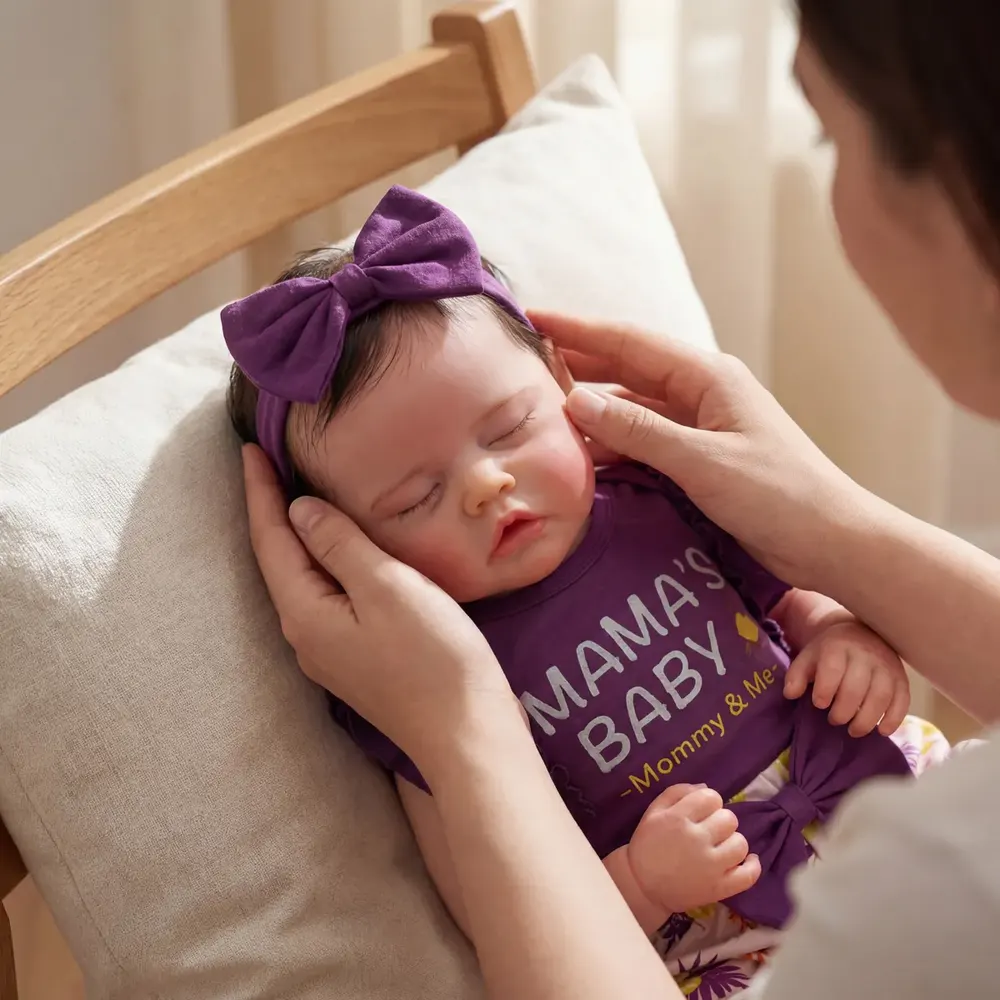 Newborn Reborn Baby Girl with Realistic Baby Sound, 17" Dolls with Rooted Brown Hair, photograph 6