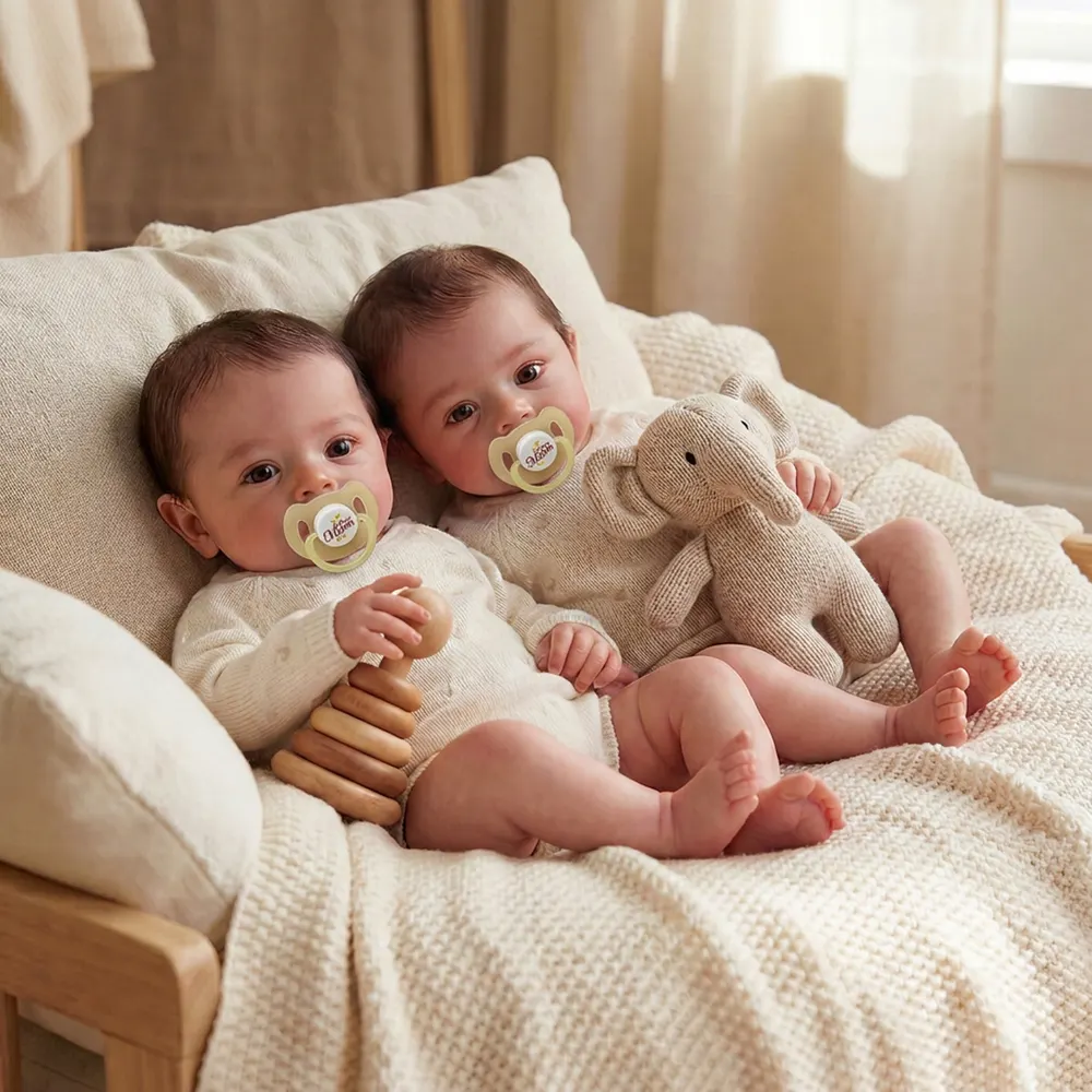 Newborn Reborn Baby Twins Dolls with Adorable Face, 18" Girls with Cute Tiny Feet, photograph 2