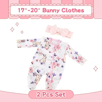 17"-20" Reborn Baby Girl Doll Clothing 2-Pieces Set Accessories