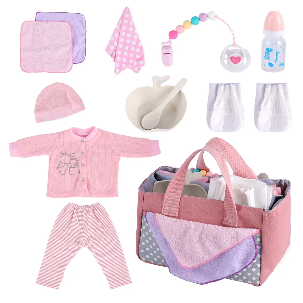 17"-22" For Reborn Girl Baby Pink Accessories 8-Pieces Set