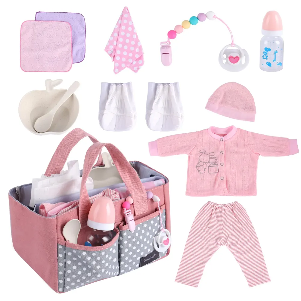 17"-22" For Reborn Girl Baby Pink Accessories 8-Pieces Set, photograph 2