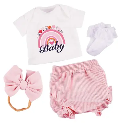 17"-22" Reborn Baby Doll Pink Rainbow Set 4 Pcs Set Clothing Accessories