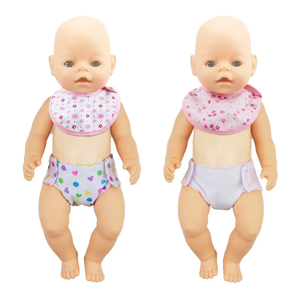 12"-16" Clothes Accessories 4 Pcs Doll Nappies and 2 Pcs Doll Bibs Set, photograph 2