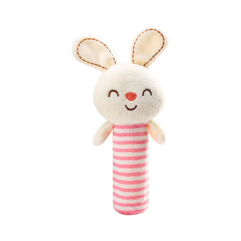 Pink and White Rabbit Hand Holding Fabric Rattle Suitable for Reborn Baby Doll