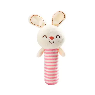 Pink and White Rabbit Hand Holding Fabric Rattle Suitable for Reborn Baby Doll