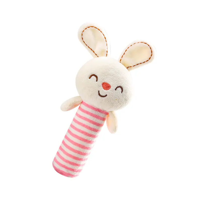 Pink and White Rabbit Hand Holding Fabric Rattle Suitable for Reborn Baby Doll, photograph 2