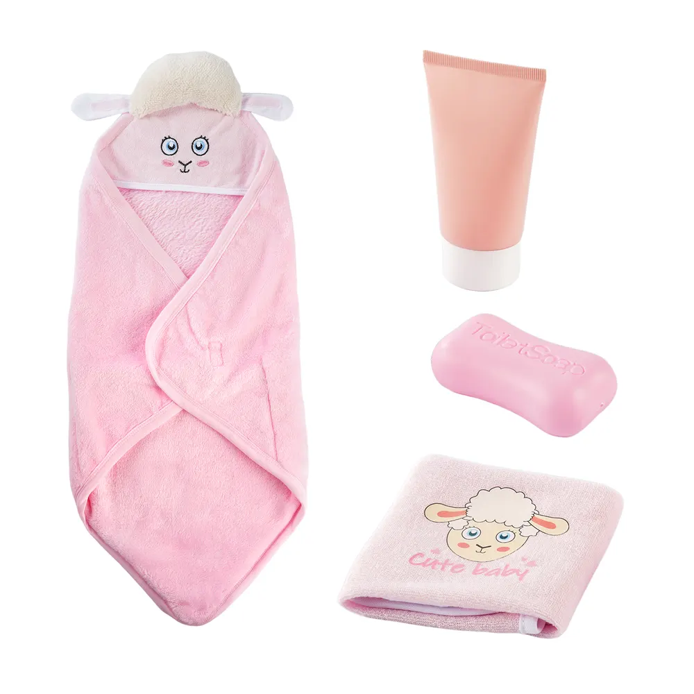 Pink Lamb Wrap 4 Pcs Reborn Baby Doll Clothes Accessories Set