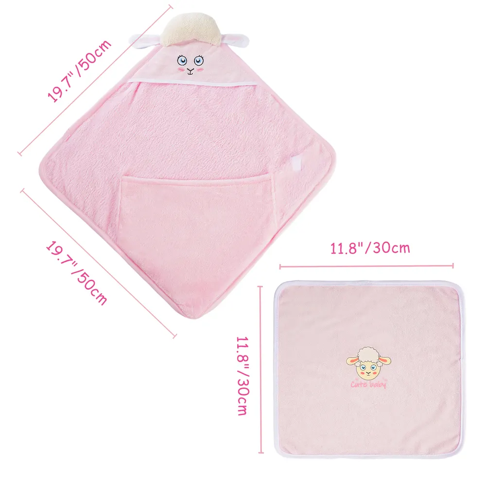 Pink Lamb Wrap 4 Pcs Reborn Baby Doll Clothes Accessories Set, photograph 2