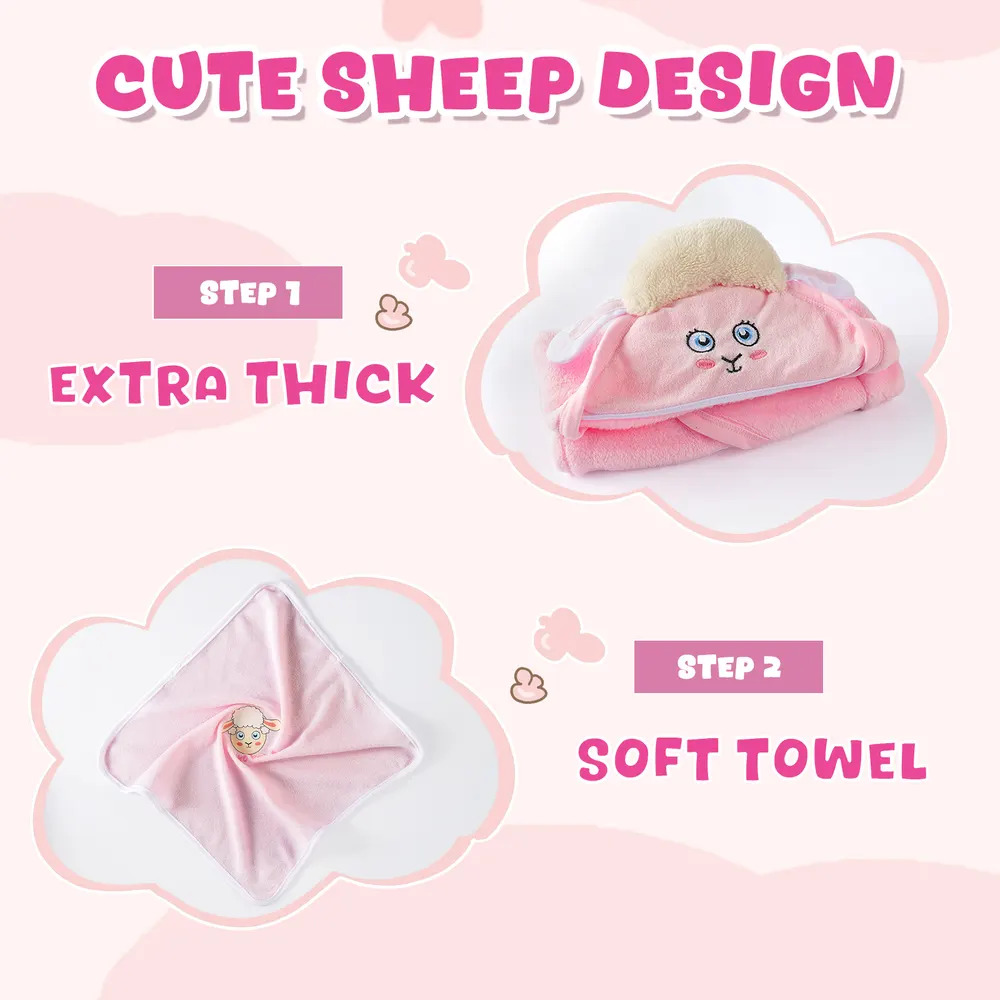 Pink Lamb Wrap 4 Pcs Reborn Baby Doll Clothes Accessories Set, photograph 6
