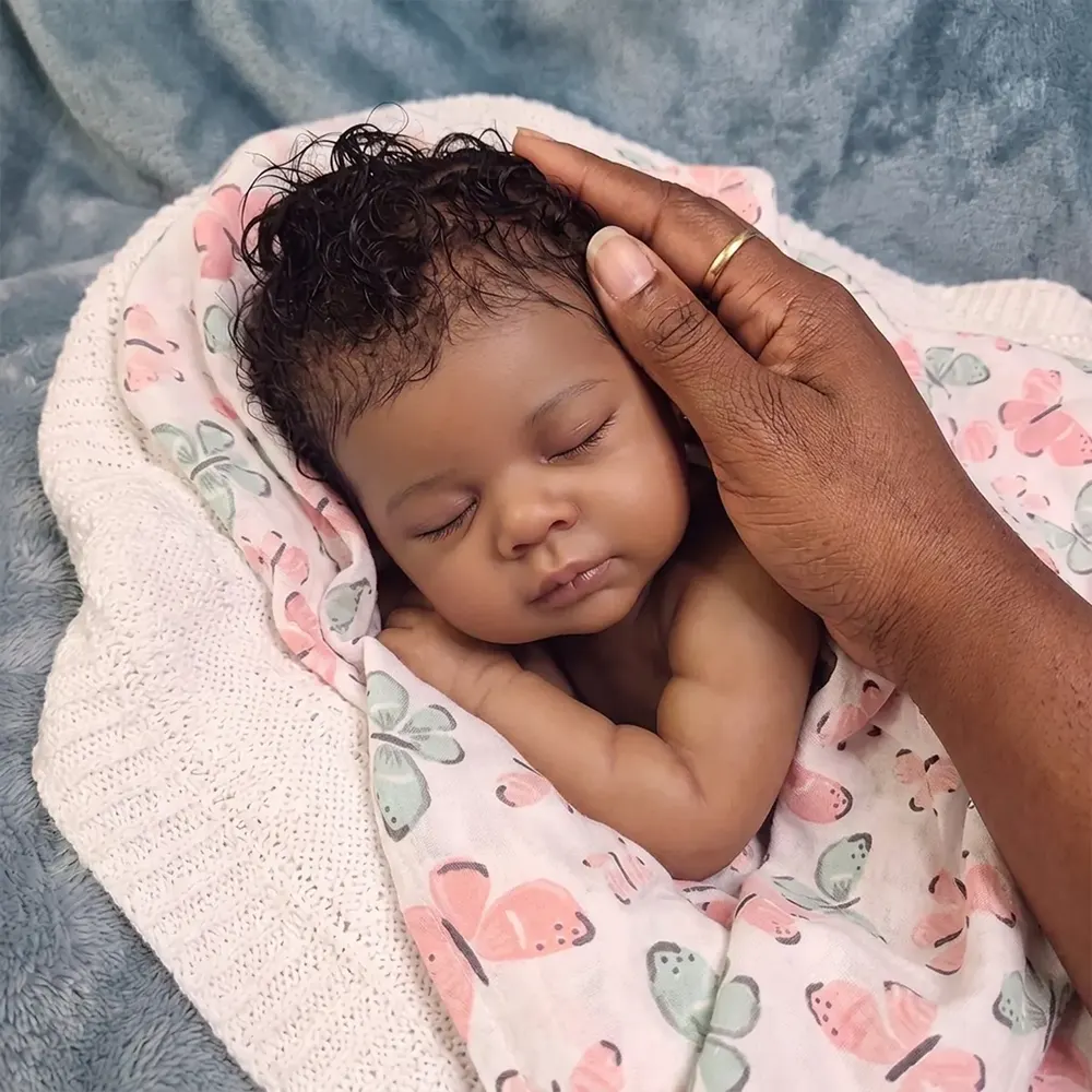12"/16" Full Body Silicone African American Baby Doll with Lifelike Details – Amani, photograph 4