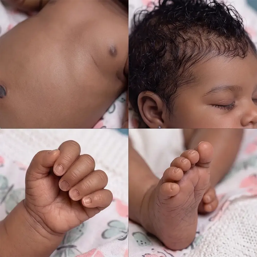12"/16" Full Body Silicone African American Baby Doll with Lifelike Details – Amani, photograph 5