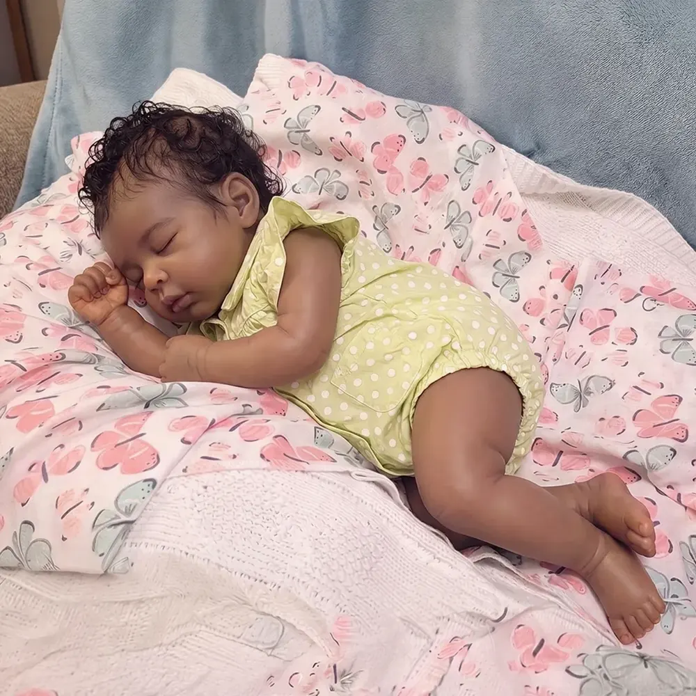 12"/16" Full Body Silicone African American Baby Girl with Curly Hair – Amani, photograph 2