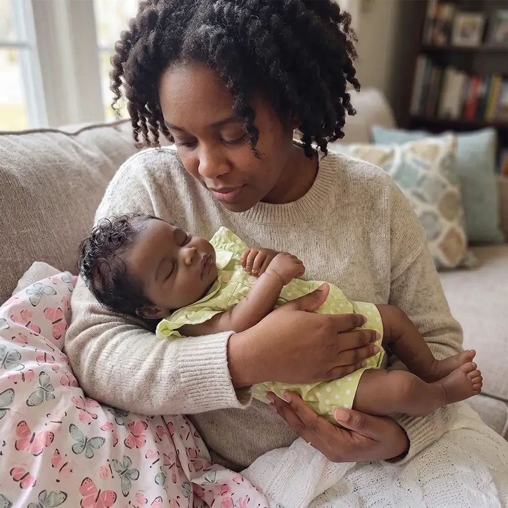 12"/16" Full Body Silicone African American Baby Girl with Curly Hair – Amani, photograph 4