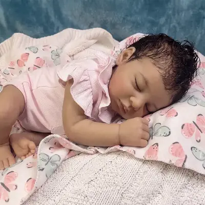12"/16" Full Body Silicone African American Sleeping Baby Girl in Pink – Amani