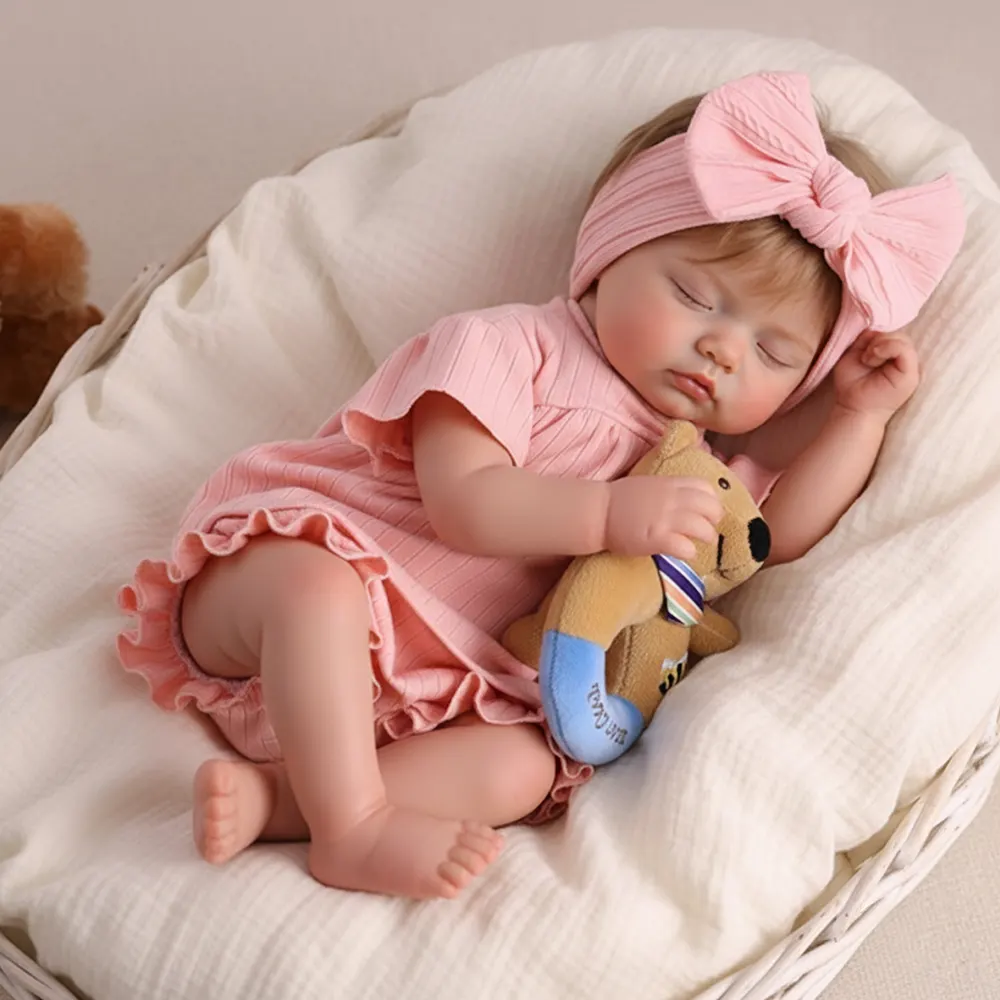 17" Reborn Baby Girl Doll with Closed Eyes and Cute Rosy Face, photograph 2