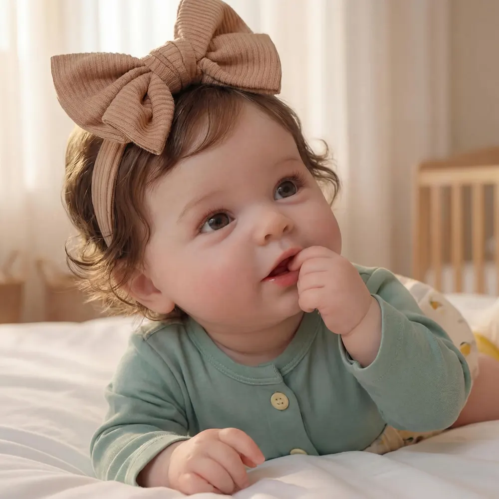 20" Angelic Reborn Baby Girl with Glowing Round Face and Gentle Heartbeat Motion, photograph 3