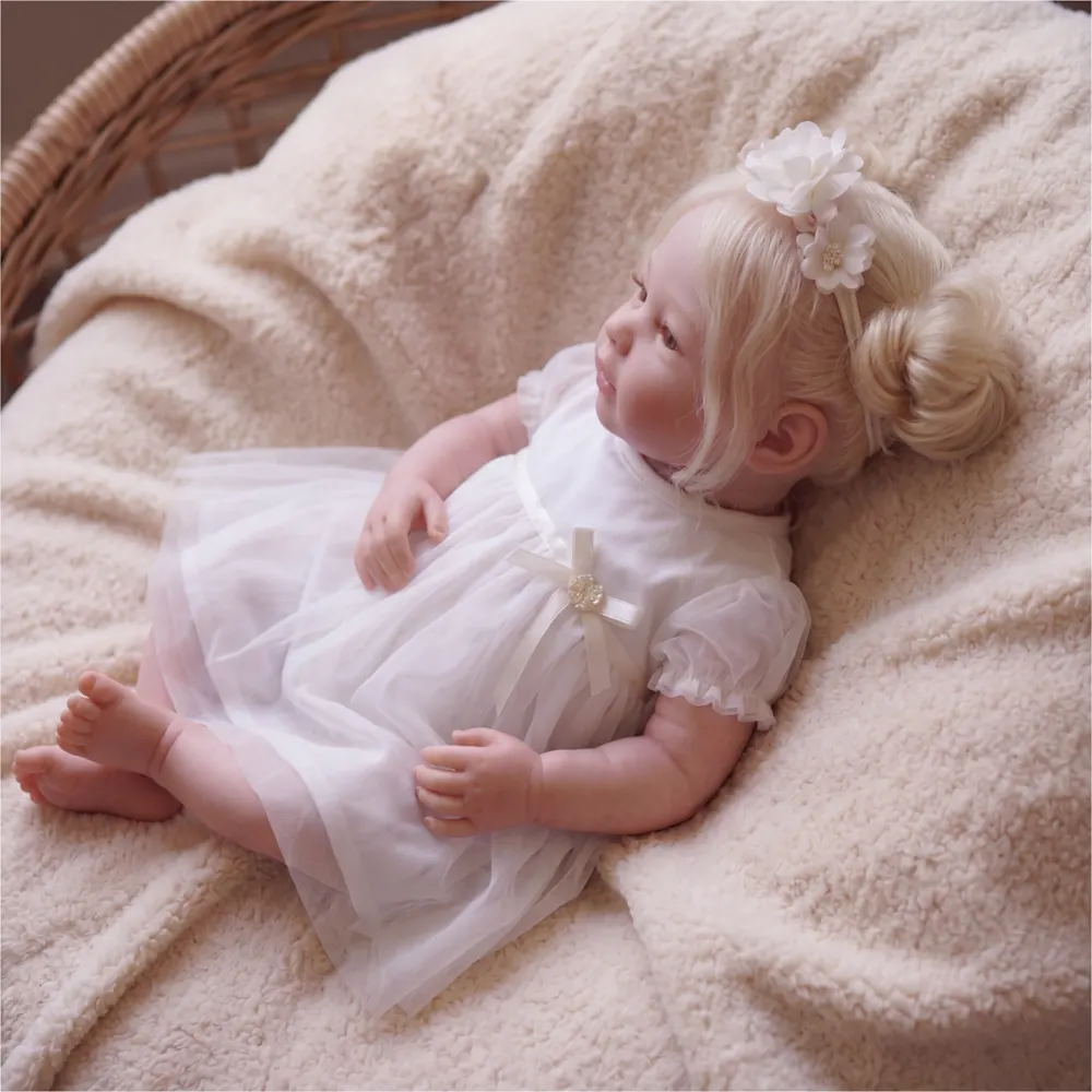 20" Lifelike Heartbeat Reborn Baby Dolls with Hand-rooted Smooth Blonde Hair - Miri