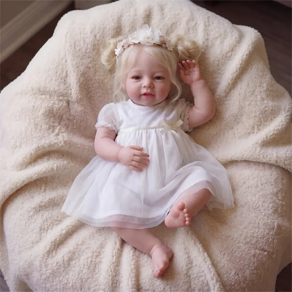 20" Lifelike Heartbeat Reborn Baby Dolls with Hand-rooted Smooth Blonde Hair - Miri, photograph 5