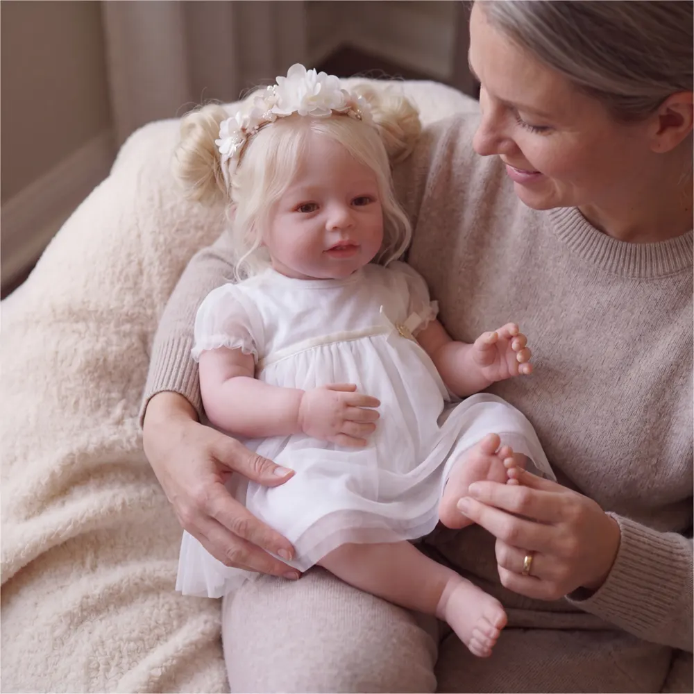 20" Lifelike Heartbeat Reborn Baby Dolls with Hand-rooted Smooth Blonde Hair - Miri, photograph 6
